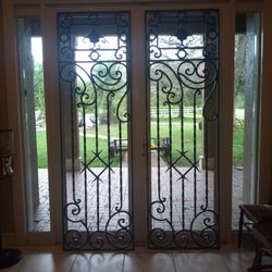ARCHITECTURAL WROUGHT IRON FRONT DOOR GATES 92X29in