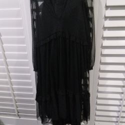 Black Dress With Cape Size Medium