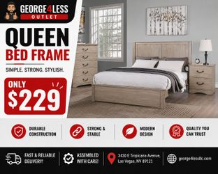 Queen Bed Frame grey Wood Finish