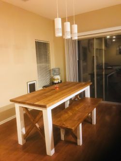 Kitchen table and bench