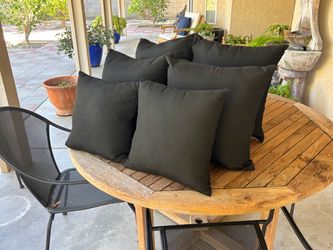 Set of 6 Black Square Sunbrella  Throw Pillows in Canvas Black