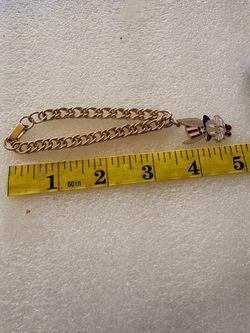 Gold-Tone Chain Bracelet with Enamel Charm bugs bunny