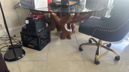 Glass branched dining or viewing table