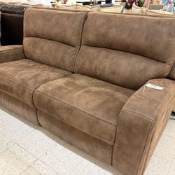 Brown Microsuede Power Double Reclining Couch