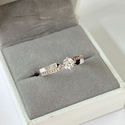 New! 1/2CT. Round Brilliant Genuine White Sapphire Gemstone Promise Ring, Please See Full Details 