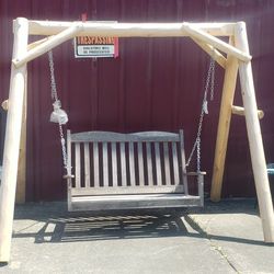 Swing Set Heavy Carved Wood Accents Wing Itself Is Made Out Of Wood With Heavy Chain $470