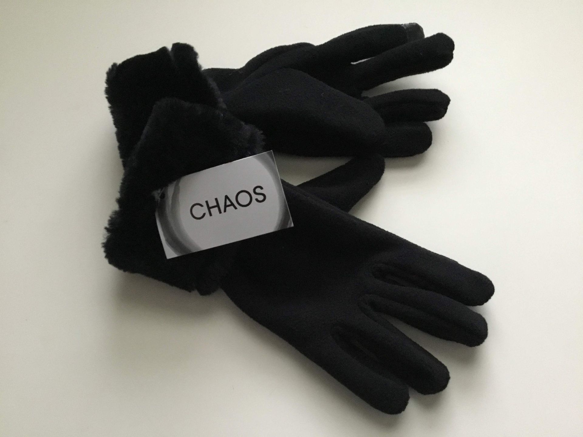 Gloves, Black with Faux Fur, Chaos, One Size