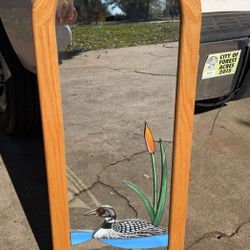 Vintage Stained Glass Mirror 