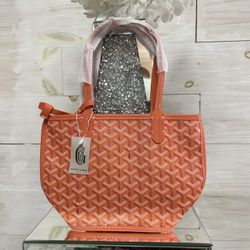 Goyard Orange Medium Tote Bag Canvas Leather with Pouch