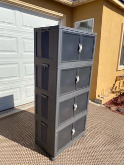 Tall Plastic Storage Cabinet on Wheels