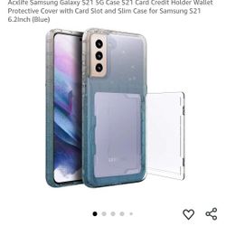 ACXLIFE Samsung Galaxy S21 5G Case S21 Card Credit Holder Wallet Protective Cover with Card Slot and Slim Case for Samsung S21 6.2Inch (Blue