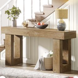 JW0908 Farmhouse Console Table, 63-Inch Long Narrow Sofa Table Behind The Couch, Wooden Rectangular Entryway Table for Entrance, Hallway, Living Room 