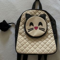 BETSEY JOHNSON KITTY CAT BLACK & WHITE QUILTED BACKPACK 