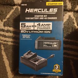 Brand New Hercules Starter Kit- 5AH 20V Lithium Ion Battery And 4A Multi-Voltage Charger