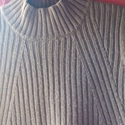 Brown Mock Turtle Ribbed Sweater Vest.  Tunic