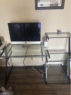 Glass computer desk