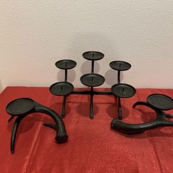Black Metal Candle Tier & Antlers table Decor Fireplace Holiday Decorations Home