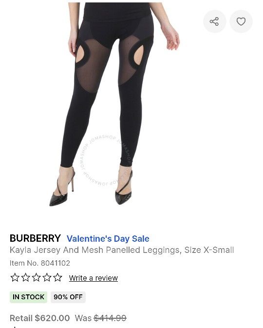 Burberry Mesh And Jersey Leggings. New With Tags. XS.