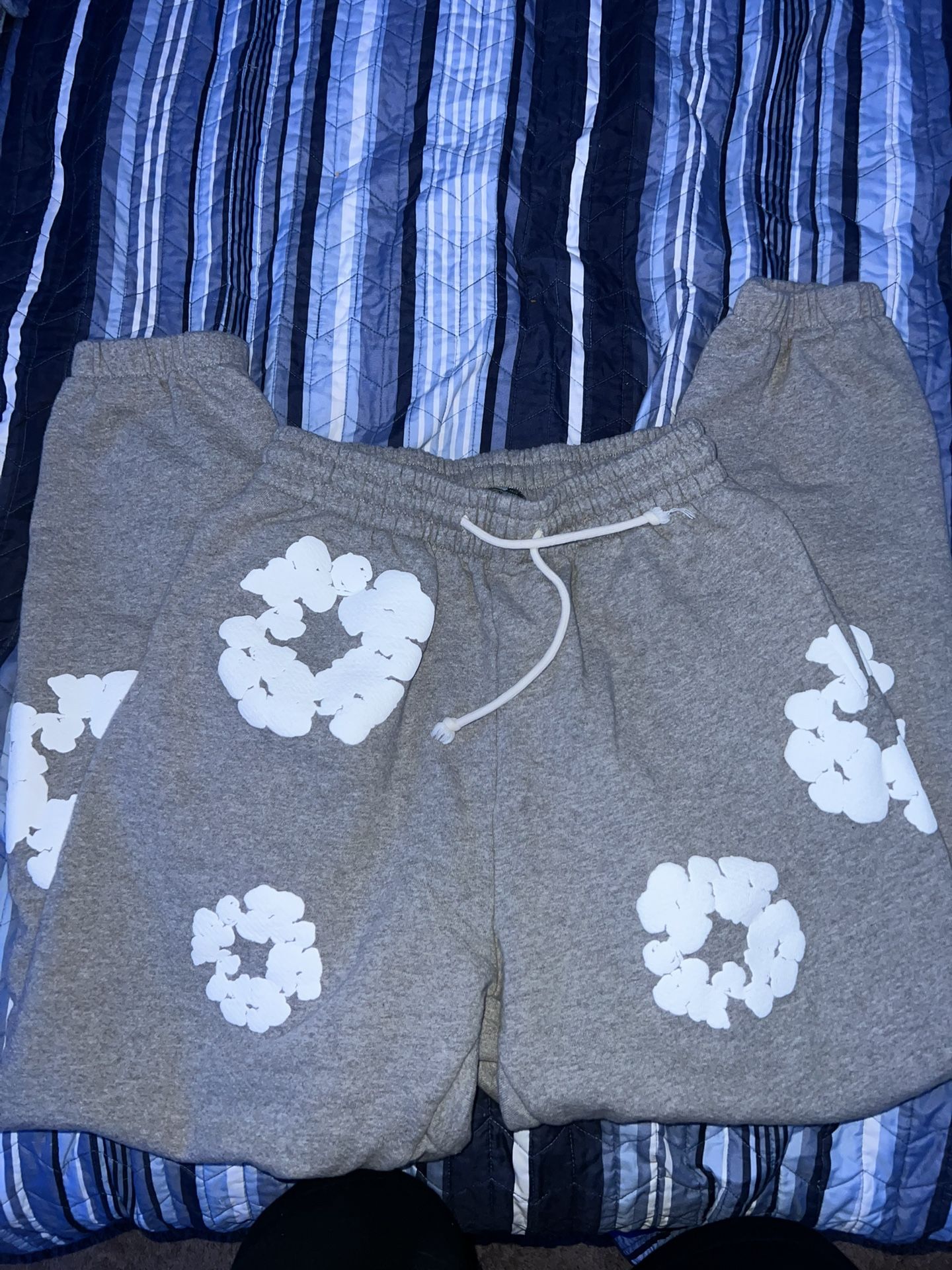 White And Grey Denim Tear Size Small