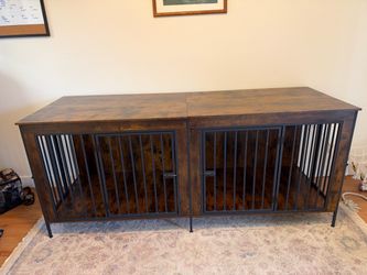 EasyCom 78.7" Dog Crate Furniture for 1 or 2 Dogs