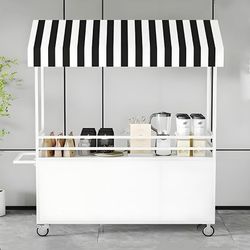 Mobile Vendor Cart with Storage and Wheels for Outdoor Market Stalls and Food Display