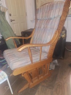Vintage platform padded all wood glider