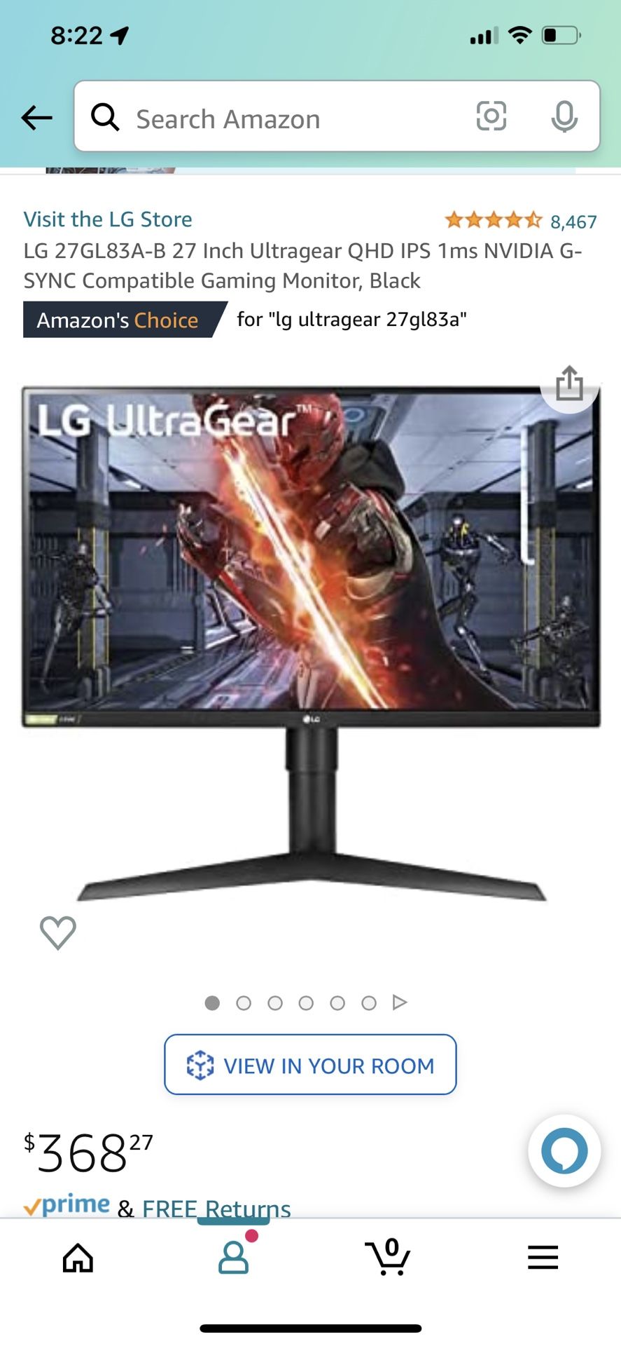 LG Ultragear 27” Gaming Monitor