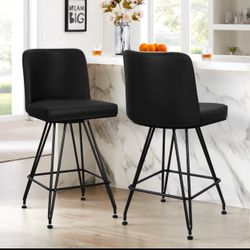 Set of 2 Black Leather Bar Stool New In Box! $80