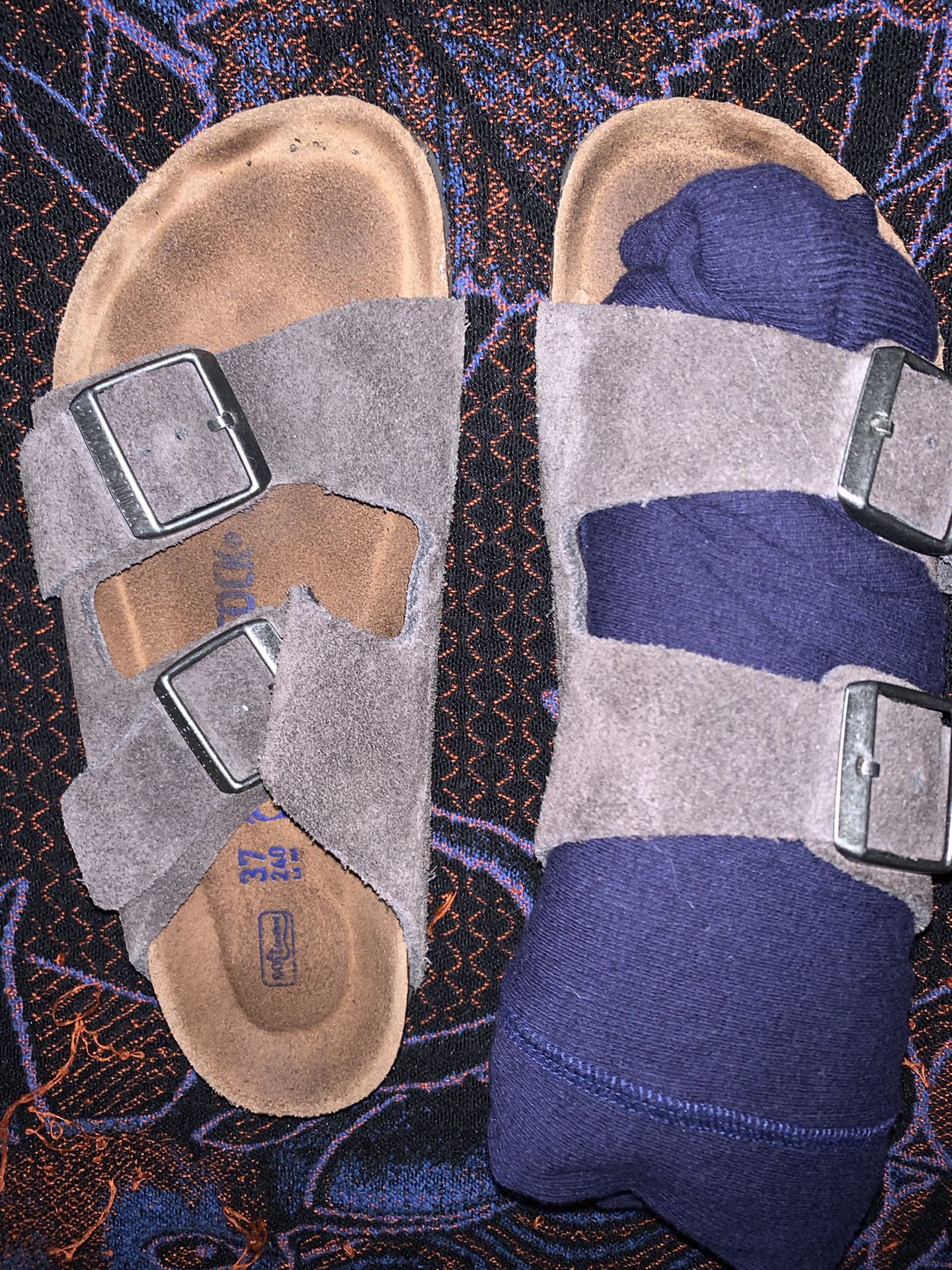 Birkenstock’s- brown suede sandals