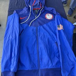 Nike Sportswear Team USA Windrunner Olympic Jacket-Blue-Mens Size Large