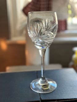 Vintage Bohemia crystal Kalisek Czech lead crystal wine glasses box set of six