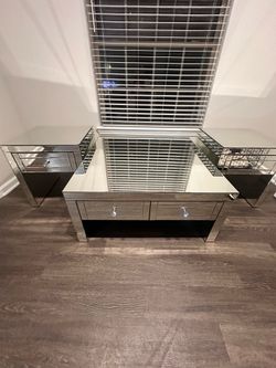 Glass Chrome Table Set 3 Piece