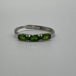 A natural diopside stone from Russia ring in sterling silver that is adjustable