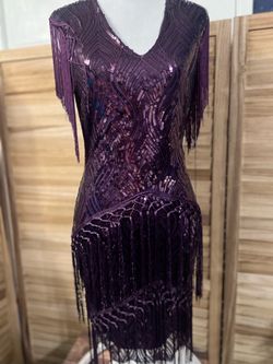 Purple 1920s-Style Bodycon Flapper Dress