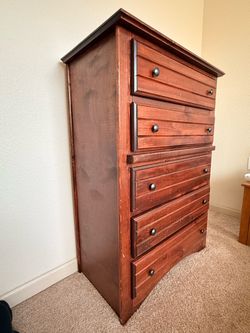 Tall Wood 5-Drawer Dresser Chest / living spaces