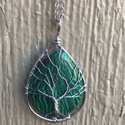 Malachite Teardrop Necklace-New