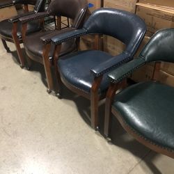 Solid wood And Leather Accent Chairs - BRAND NEW - Multiple Units Of each Color But Selling Out FAST