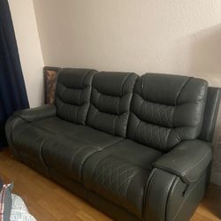 Gray leather sofa and loveseat, recliners, Living Room Set