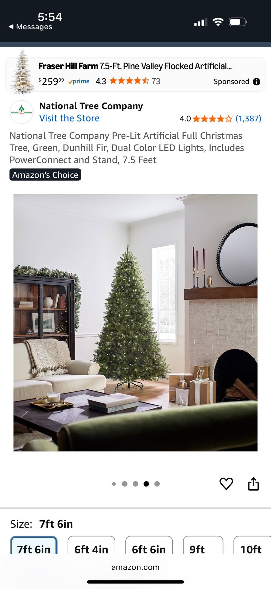 Pre-Lit Artificial Christmas Tree 7.5 ft.