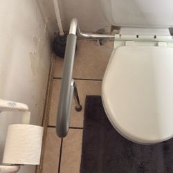 Toilet.  Seat. Support Bars 