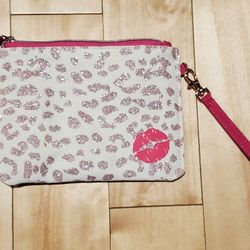 NEW Glitter Leopard Kiss Cosmetic Bag