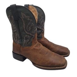 DAN POST Mens 12 D 'Winslow' Brown Leather Cowboy Roper Boots Western Shoes $230