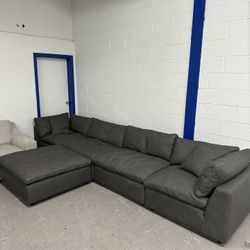 Abbyson Leather Cloud Couch Modular Sectional - Free Delivery