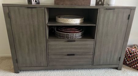 Gray Wood Sideboard Buffet Cabinet