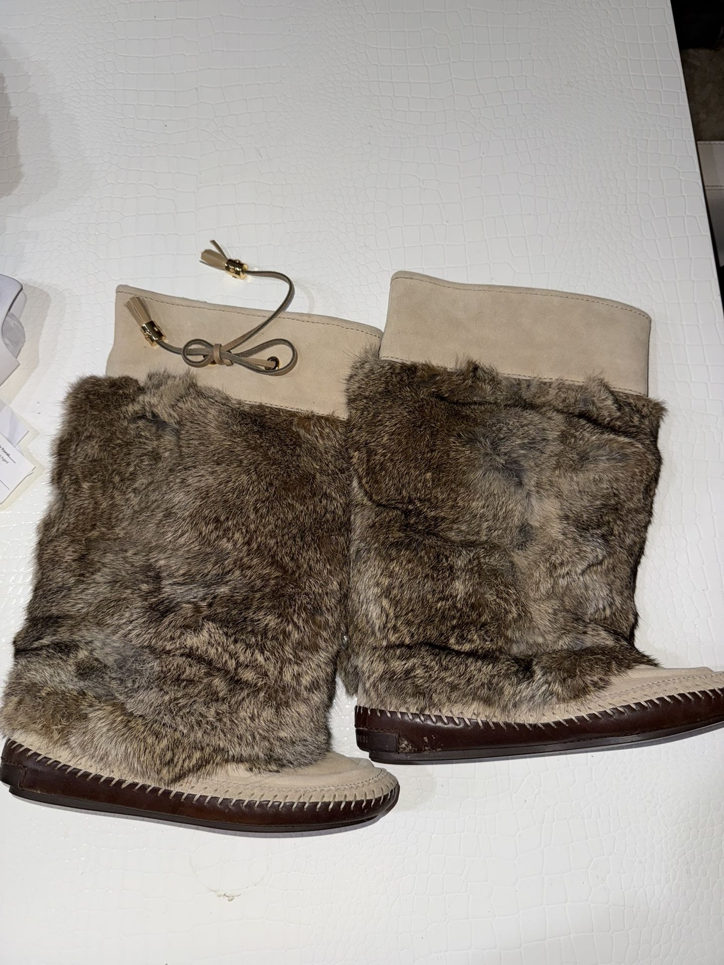 Authentic TORY BURCH Rabbit Fur Boots