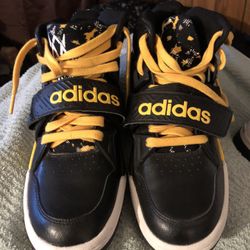 Men’s Adidas Black & Yellow High Top Sneakers Sz 7