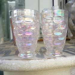 2 Federal Cups  Clear Iridescent 