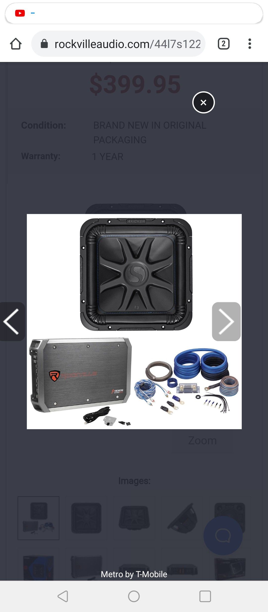 Kicker L7 with amp and sealed box