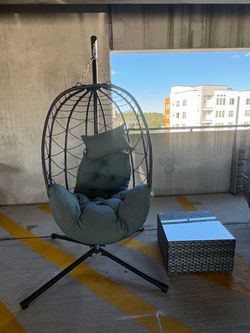 Hanging Egg Chair with Stand and Cushion