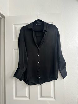 Zara Black Satin Blouse (size small)